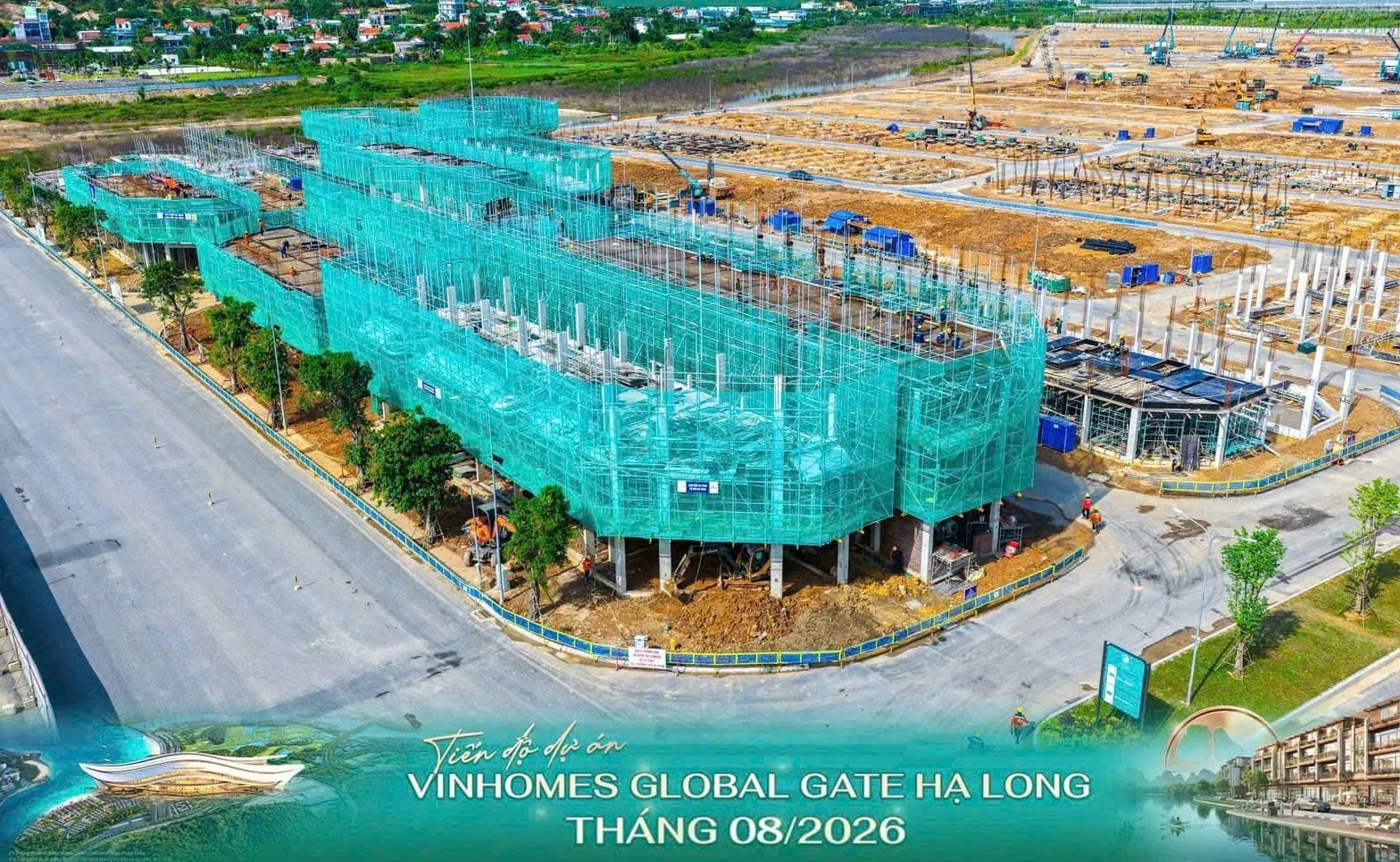 Công trình thấp tầng đang thi công phần thân bên đường trục, tháng 08/2026